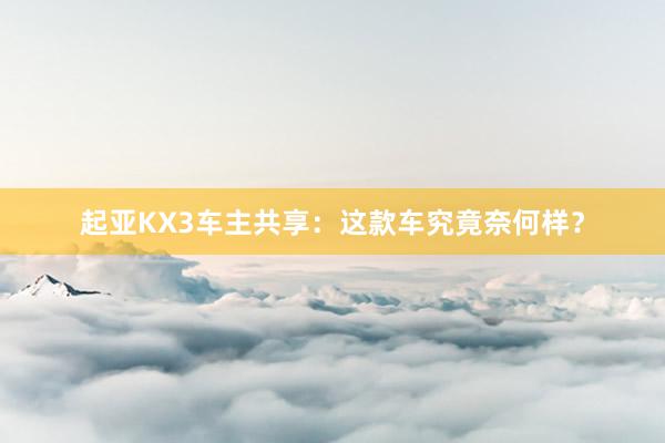 起亚KX3车主共享：这款车究竟奈何样？