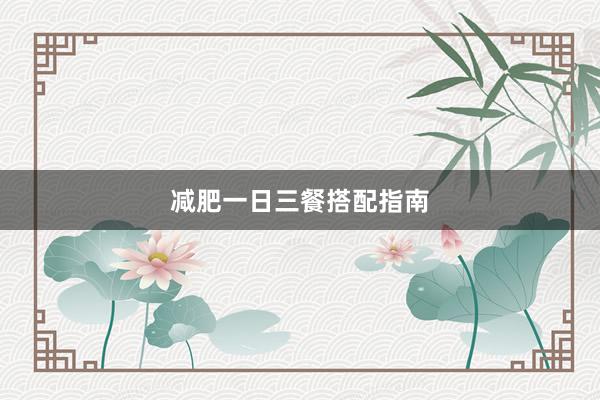 减肥一日三餐搭配指南