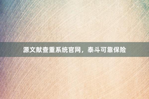 源文献查重系统官网，泰斗可靠保险